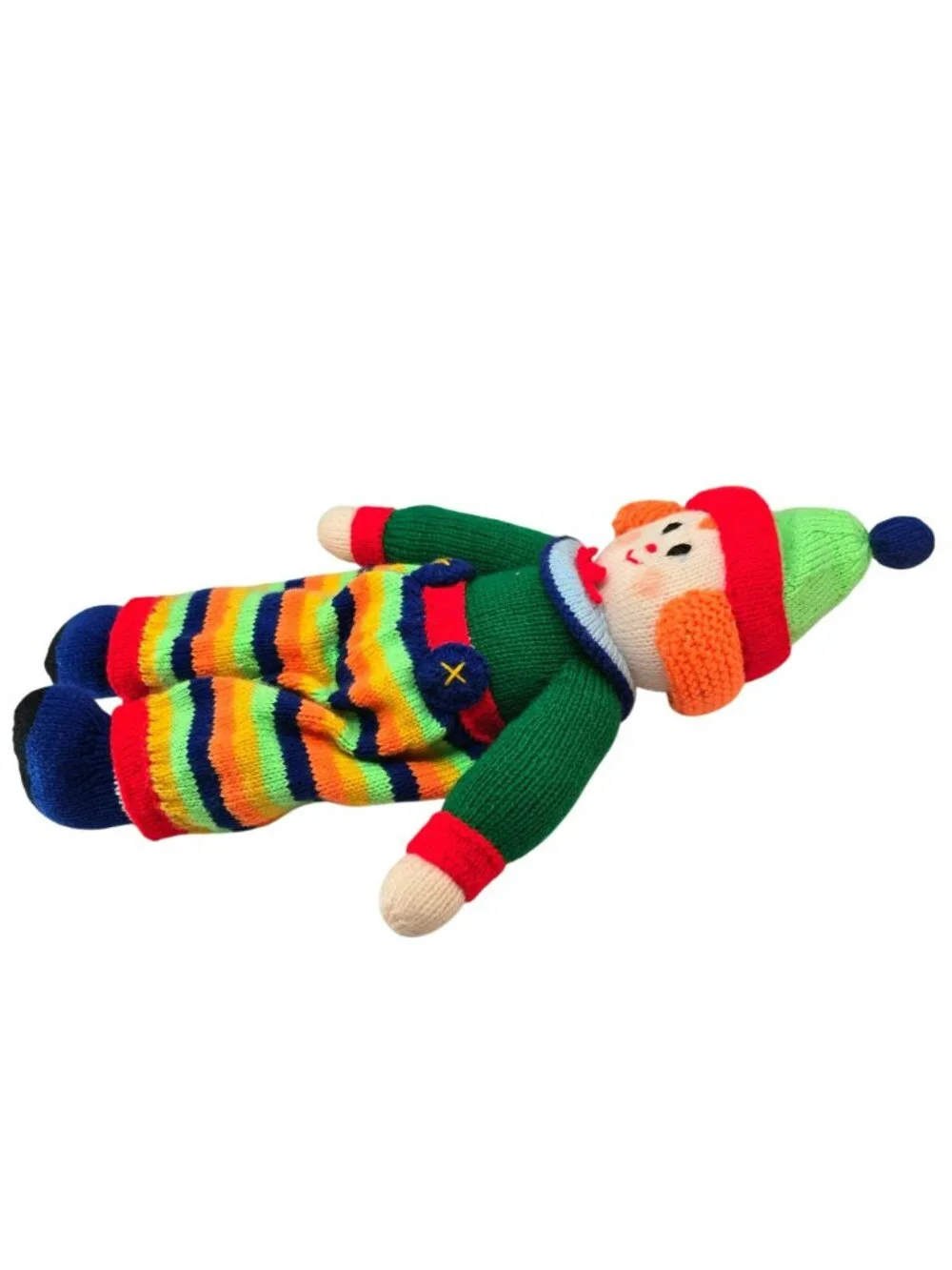 Hand-Knitted Clown Doll Jean Greenhowe Design Striped Soft Plush Toy VL5185